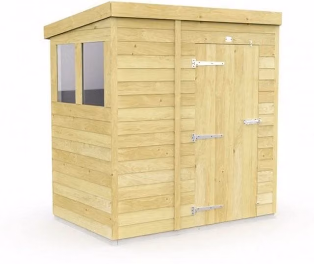 Buttercup Farm Brown Wooden Pent Shed with Double Doors and Windows, W/D/H: 127 x 178 x 201 cm – 1