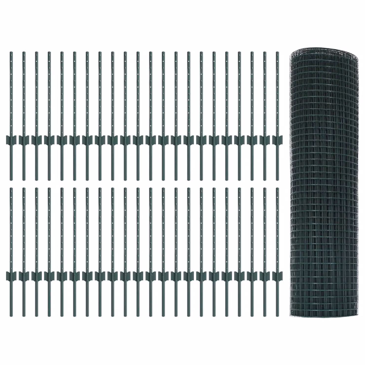 Berkfield Home Green Steel Welded Wire Fence with 44 U-Profile Posts, W: 0.6 m, L: 100 m – 2