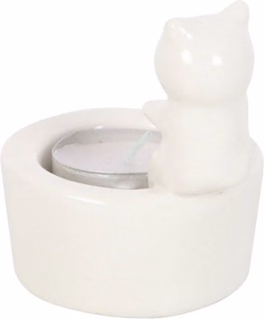 KDMK Warm Paws Ceramic Tealight Holder, White