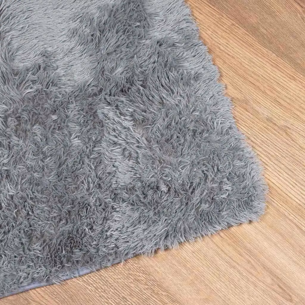 Berkfield Home NAVARRA Shaggy High Pile Rug, Silver Grey, W/D: 120 x 120 cm – 2
