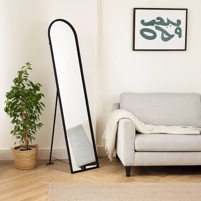 Orsina Avento Black Freestanding Rectangular Floor Mirror