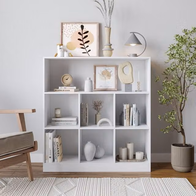URBNLIVING Tall and Wide 7 Cube Wooden Bookcase in White
