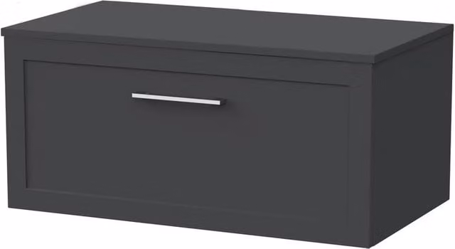Balterley Stonnall Wall Mounted 1 Drawer Bathroom Vanity Unit with Laminate Top, Dark Grey, Width: 80 cm