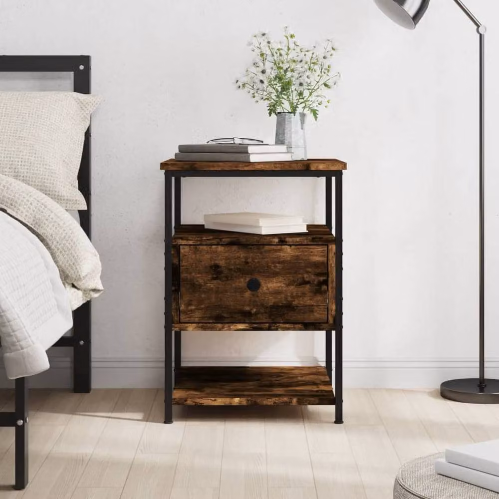 Berkfield Home Smoked Oak Bedside Cabinet, Brown, W/D/H: 40 x 42 x 56 cm – 2