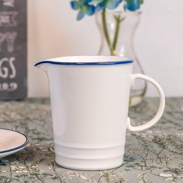 Nicola Spring Ceramic Jug in White and Blue, 300ml