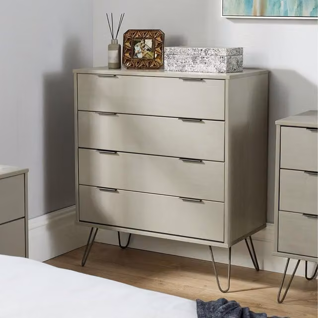 Home Source Acadia 4 Drawer Chest in Grey Wash