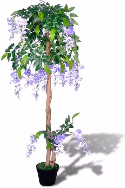 Berkfield Home Artificial Wisteria Floral Tree with Pot, Green and Purple, Height: 120 cm