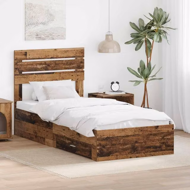 Berkfield Home Modern Bed Frame with Headboard and Drawers in Brown Engineered Wood – 1