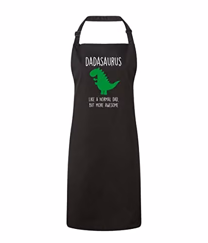 60 Second Makeover Men's Dad Dinosaur Cotton Apron in Black – 2