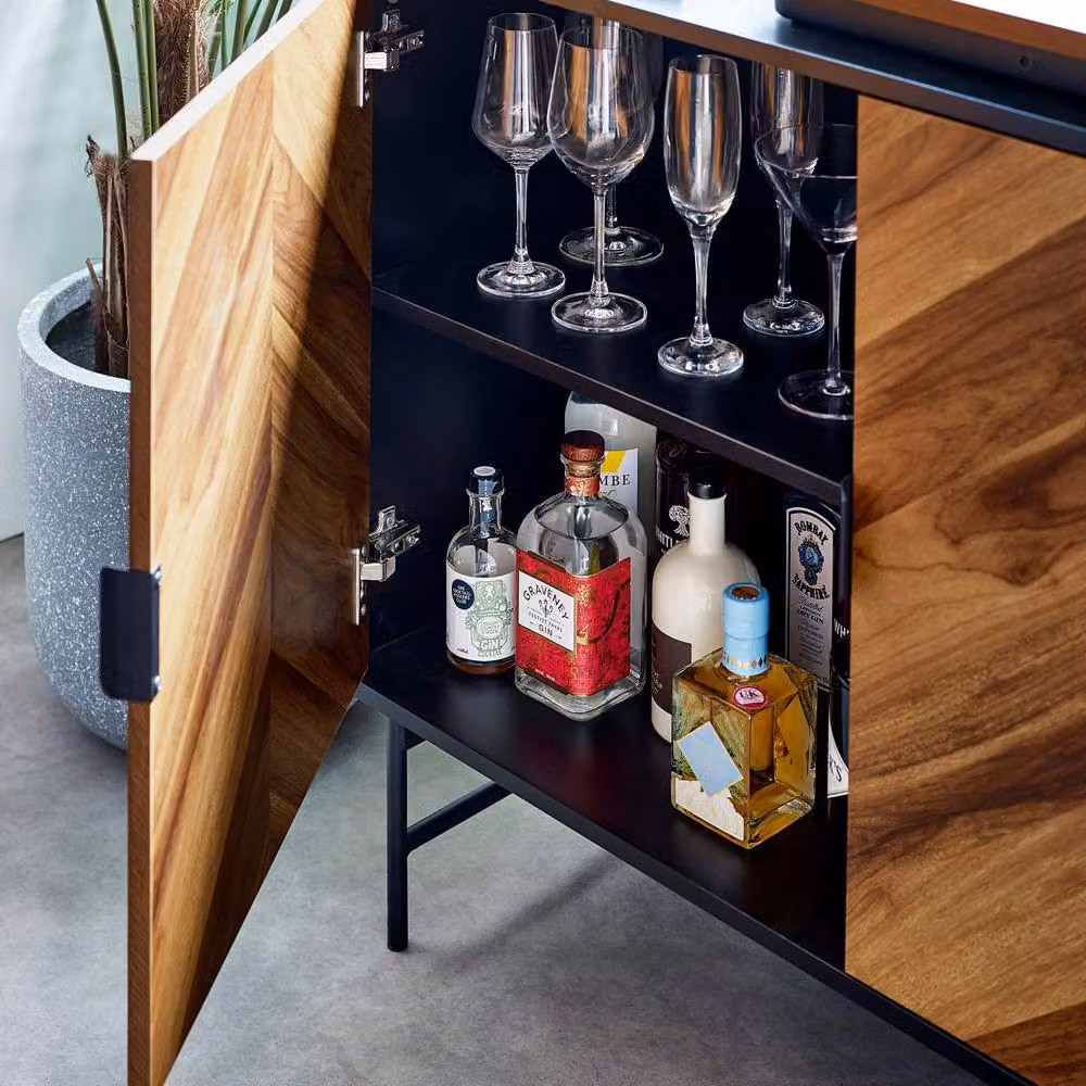Cheshire Premium Aldwick Sideboard in Black and Natural Brown Wood – 4
