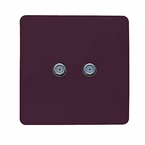 Trendi Switch 2 Gang Male F-Type Satellite Television Flush Socket in Purple – 2