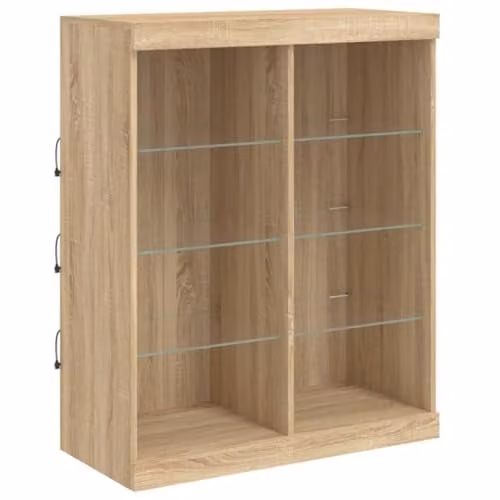 vidaXL Modern Sideboard with Integrated LED Lights in Sonoma Oak, W/D/H: 81 x 37 x 100 cm