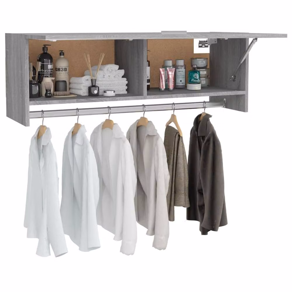 Berkfield Home Sonoma Wardrobe in Grey, W: 100 cm, D: 32.5 cm, H: 35 cm – 3