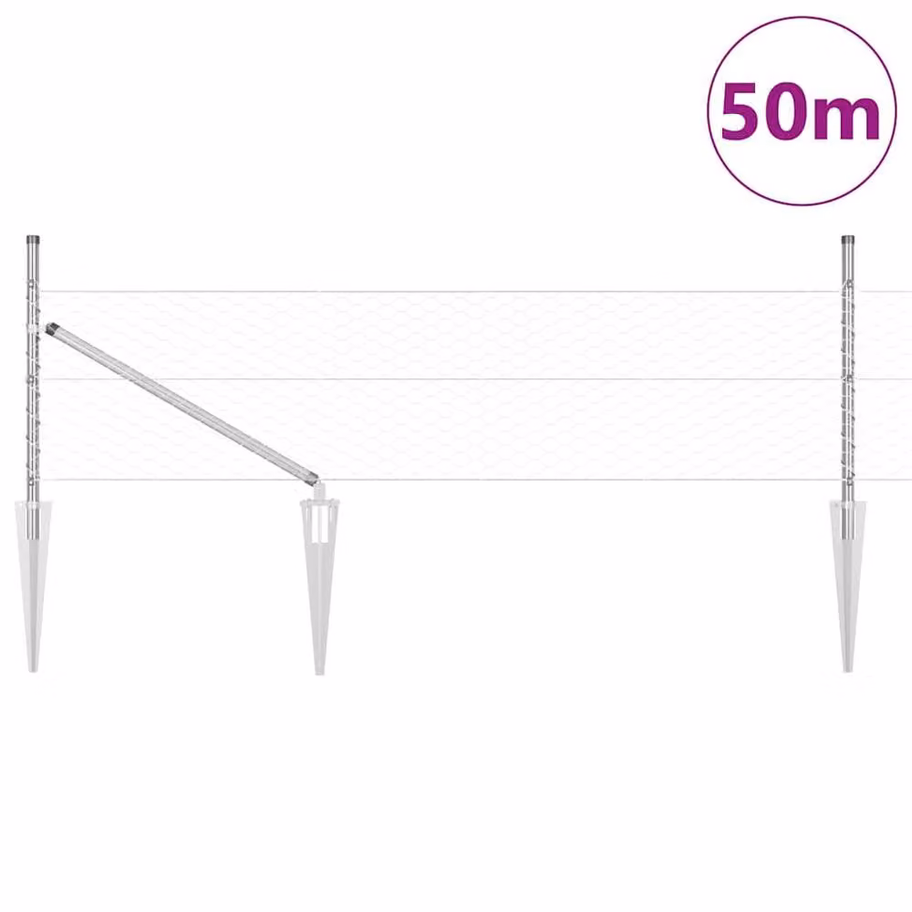 Berkfield Home Hexagon Fence in Silver Galvanised Steel, H: 80 cm x L: 50 m – 2