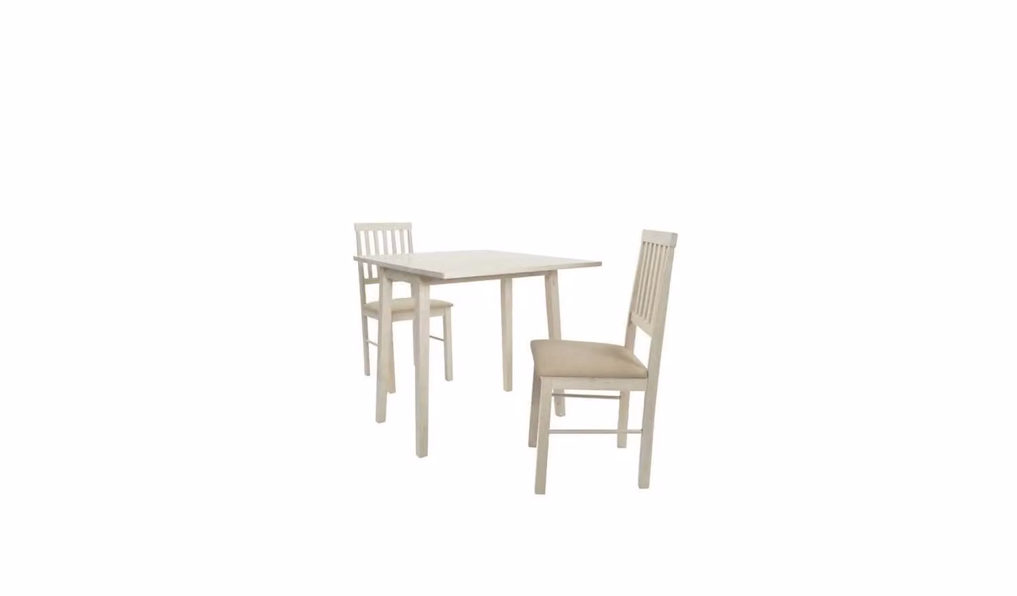 Kendal Oak Solid Wood Square Extending Drop Leaf Kitchen Dining Set with 2 Chairs in Brown and White