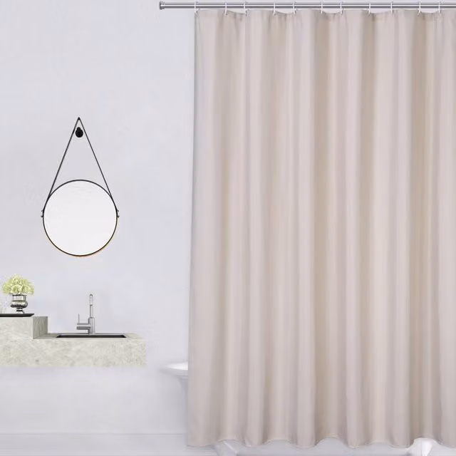 London Boutique Waterproof Polyester Shower Curtain in Beige, W: 121.92 cm, H: 198.12 cm
