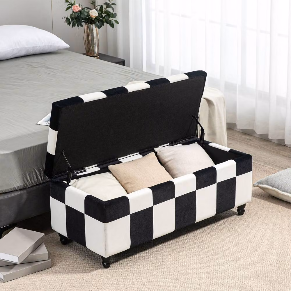 STILVORA Multicolour Storage Ottoman with Padded Top, Width: 114 cm – 8