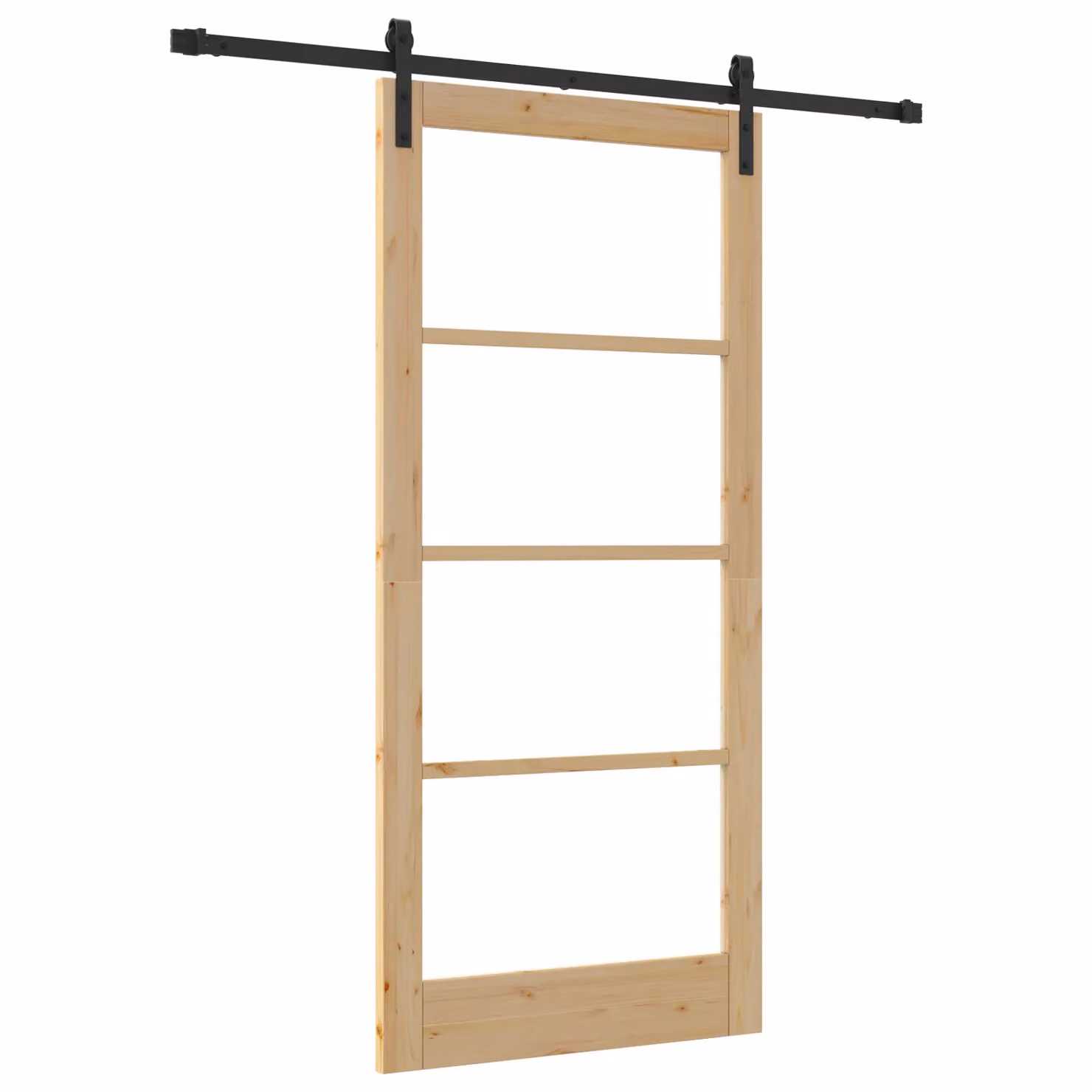 Berkfield Home Orkdal Minimalist Sliding Door with Hardware Set in Brown, Black and Multicolour, Solid Wood and Glass, H: 202 cm, W: 93 cm – 2