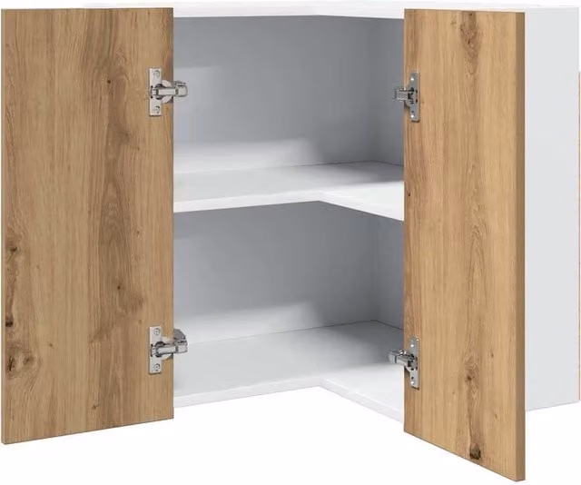 Berkfield Home Lyon Artisan Oak Hanging Corner Kitchen Cabinet, Brown, W/D/H: 57 x 57 x 60 cm – 1