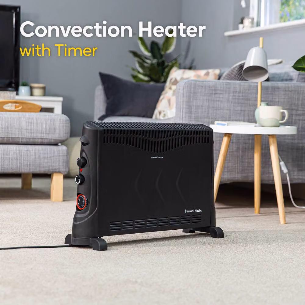 Russell Hobbs RHCVH4002B 2000W Electric Convector Heater in Black with 3 Heat Settings, Adjustable Thermostat and Overheat Protection – 4