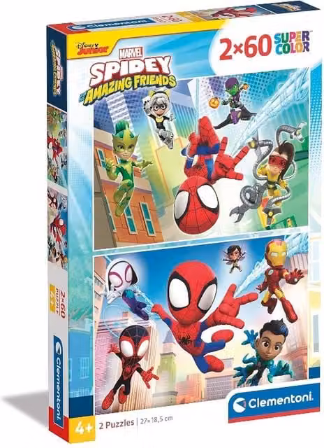 Clementoni Marvel Disney Spidey And His Amazing Friends 2 x 60 Piece Jigsaw Puzzles in Multicolour and White
