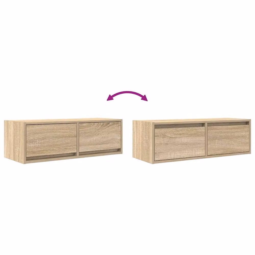 Berkfield Home 2-Piece Sonoma Oak TV Cabinets in Light Tan, W/D/H: 80 x 31 x 25.5 cm – 3
