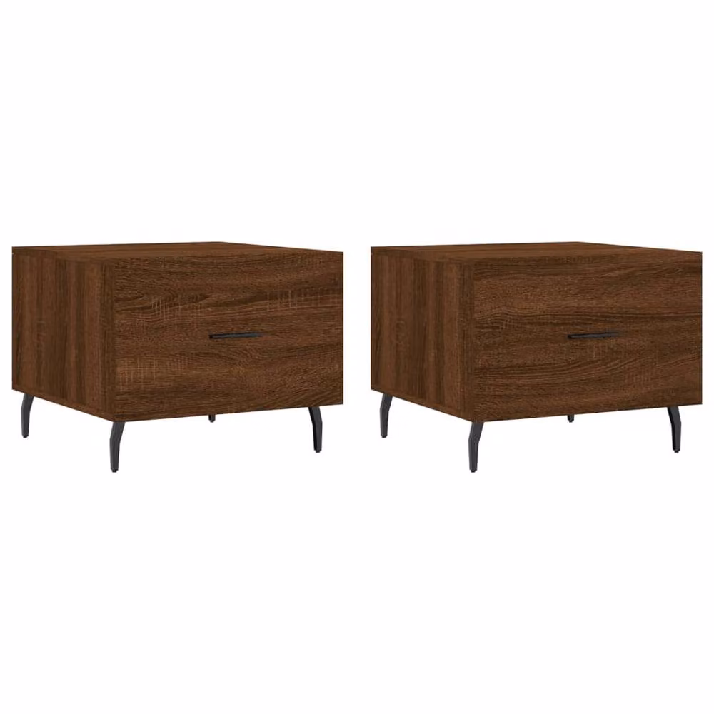 Berkfield Home Set of 2 Modern Square Coffee Tables in Brown Oak, W/D/H: 50 x 50 x 40 cm – 3