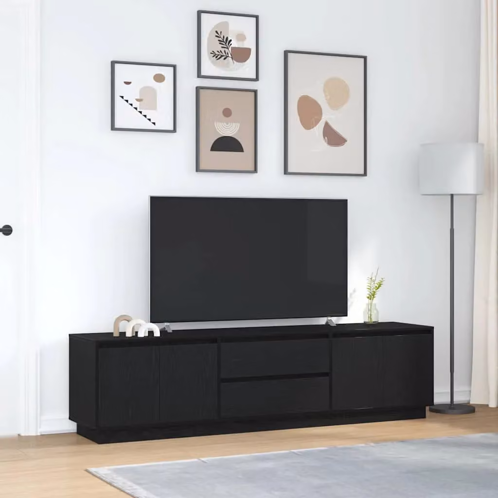 Berkfield Home Modern TV Cabinet with LED Lights in Black Oak, W: 193.5 cm, D: 41 cm, H: 50 cm – 4
