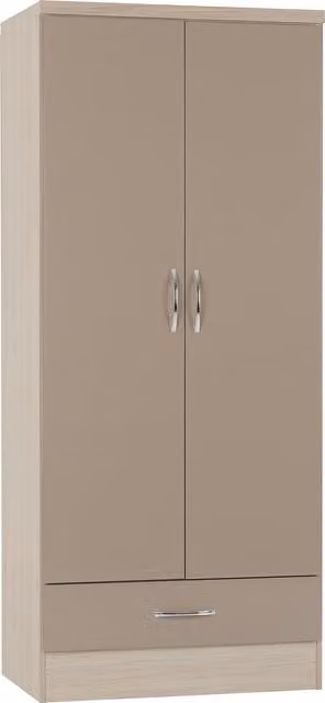 Seconique Nevada 2 Door 1 Drawer Wardrobe in Mixed Colours