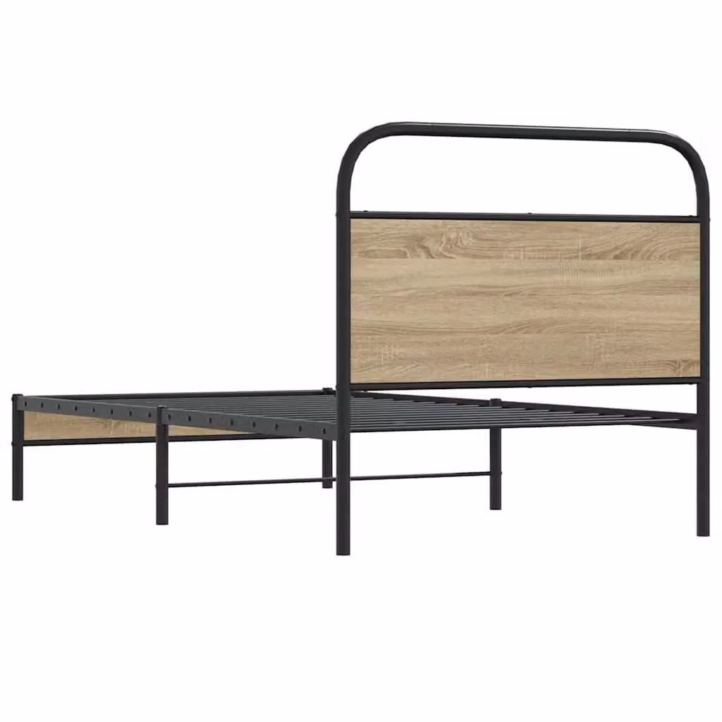 Berkfield Home Bed Frame in Smoked Oak and Brown Engineered Wood, W/D/H: 90 x 190 cm – 3