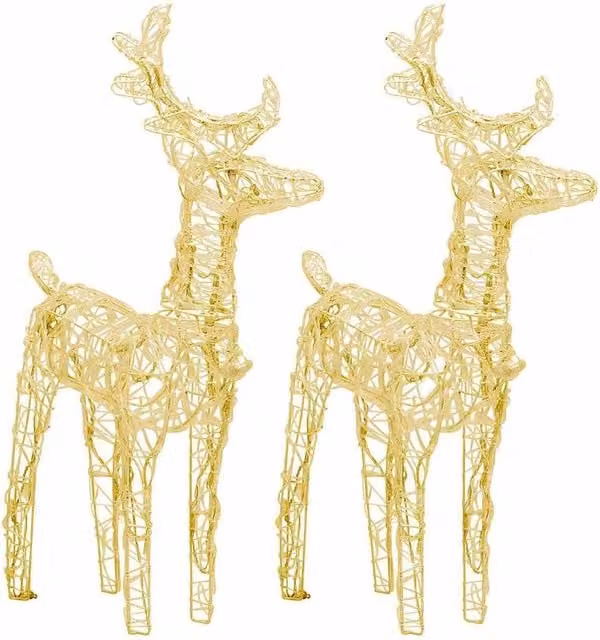 Berkfield Home Christmas Reindeer Set of 2, Warm White 80 LEDs, Acrylic – 1