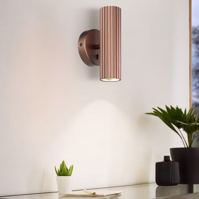 Eglo Portillo Modern LED Up and Down Wall Light in Bronze Aluminium and Steel