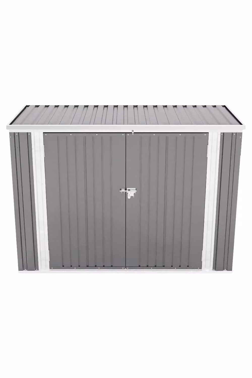 Living and Home Grey Metal Bin Store Storage Shed with Sloped Roof and Double Doors, H 176 x W 105 x D 130 cm – 3