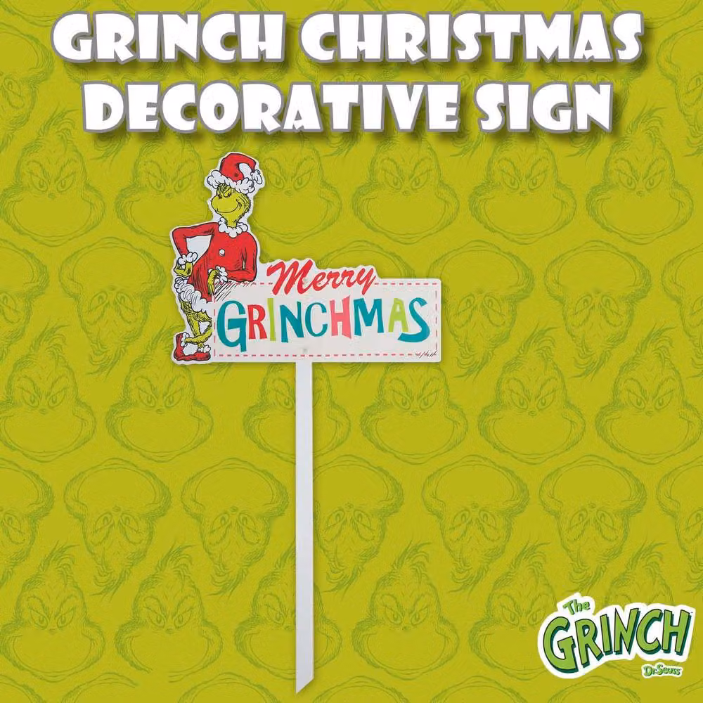 VFM e-Store Grinch Christmas Decorative Sign in Red and Multicolour, W 28 cm x H 21 cm – 3