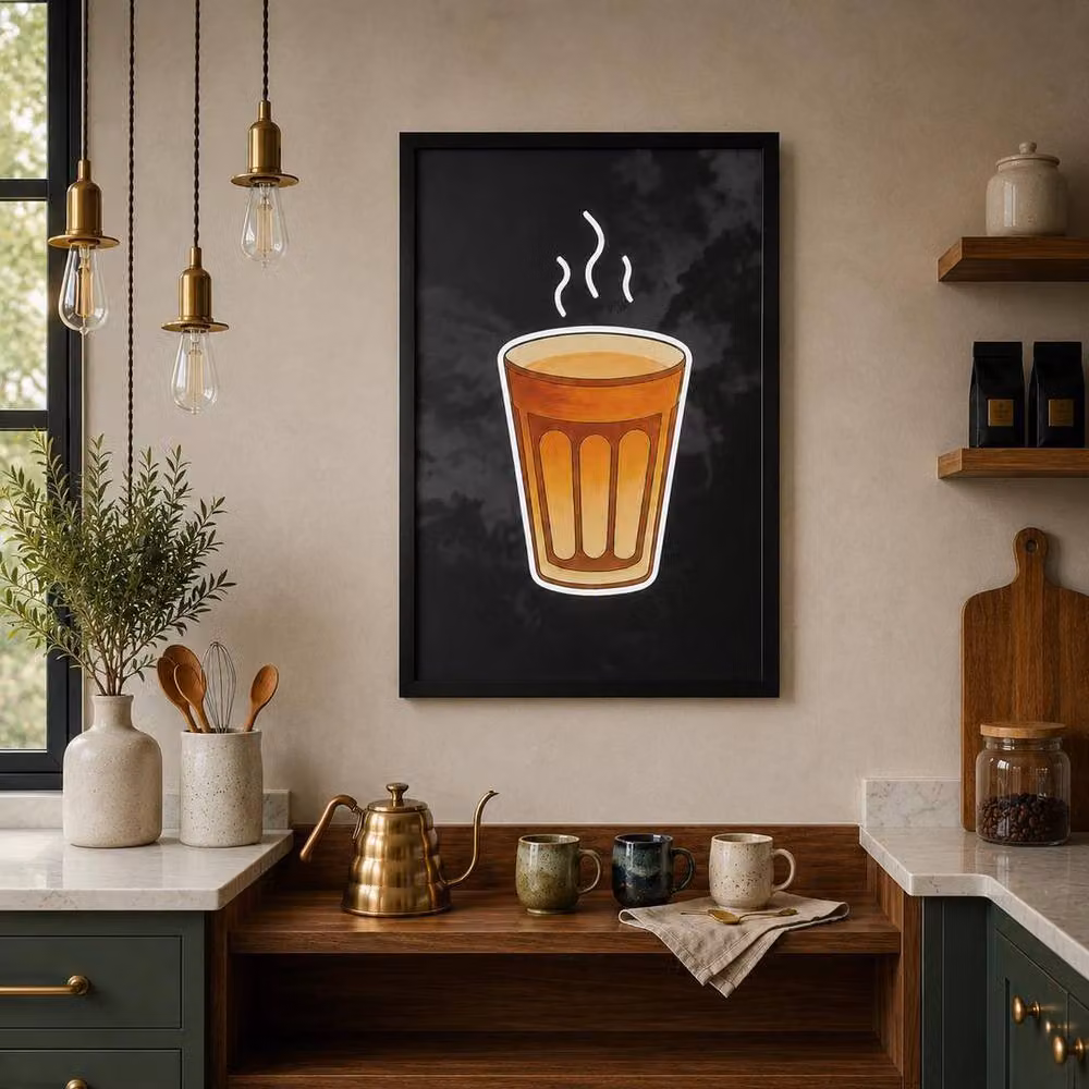 HOME LUXE INTERIOR Tea Cup Neon LED Wall Art, Black, W: 40 cm, H: 40 cm – 3