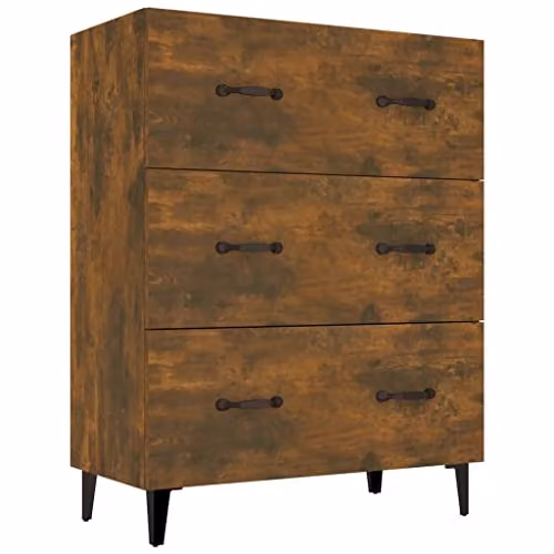 vidaXL Modern Smoked Oak Sideboard in Brown, W/D/H: 69.5 x 34 x 90 cm