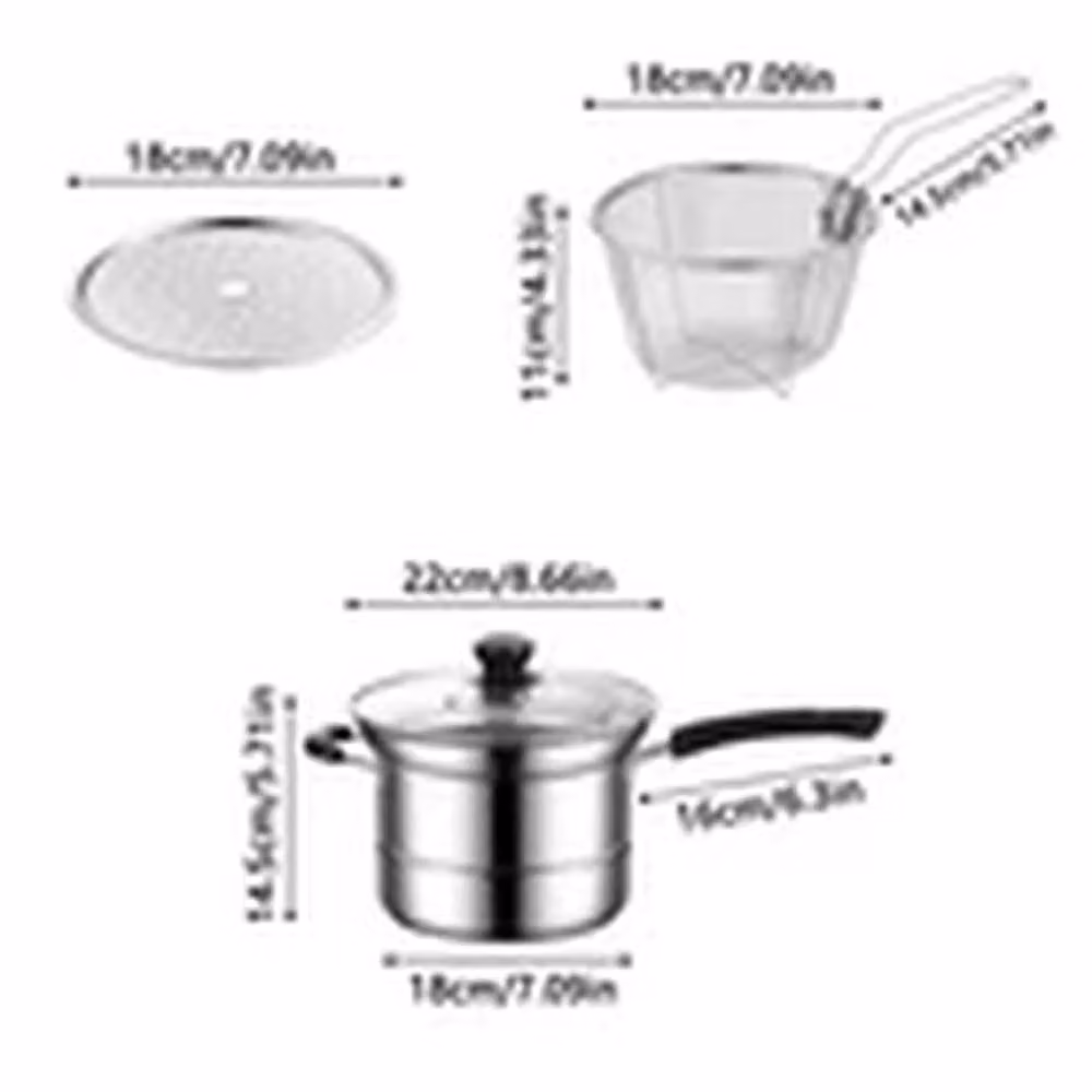 Havendro 4-Piece Deep Fryer Set with Glass Lids and Wire Baskets in Silver – 2