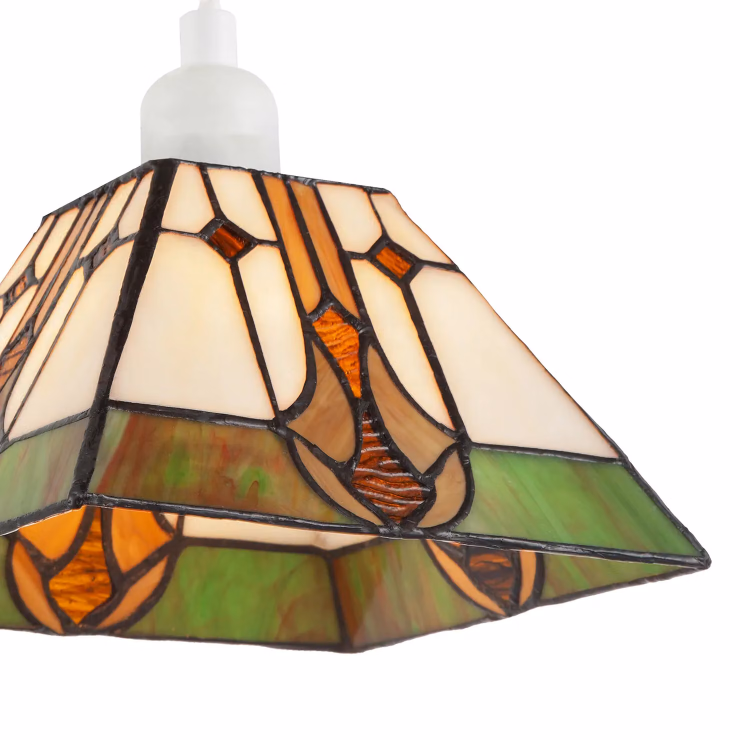 Happy Homewares Art Deco Tiffany Glass Pendant Light Shade in Green and Amber – 2
