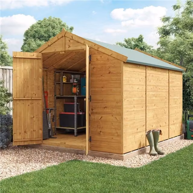 BillyOh Keeper Overlap Apex Wooden Shed in Brown