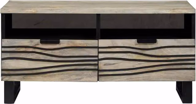 Berkfield Home Elegant Mango Wood Coffee Table with Storage Drawer in White and Black, W/D/H: 80 x 50 x 40 cm – 1