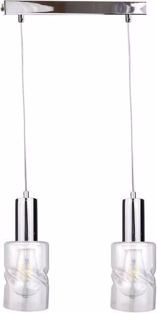Netlighting Cross Bar Pendant Ceiling Light in Silver with Transparent Glass, 50cm, 2x E27