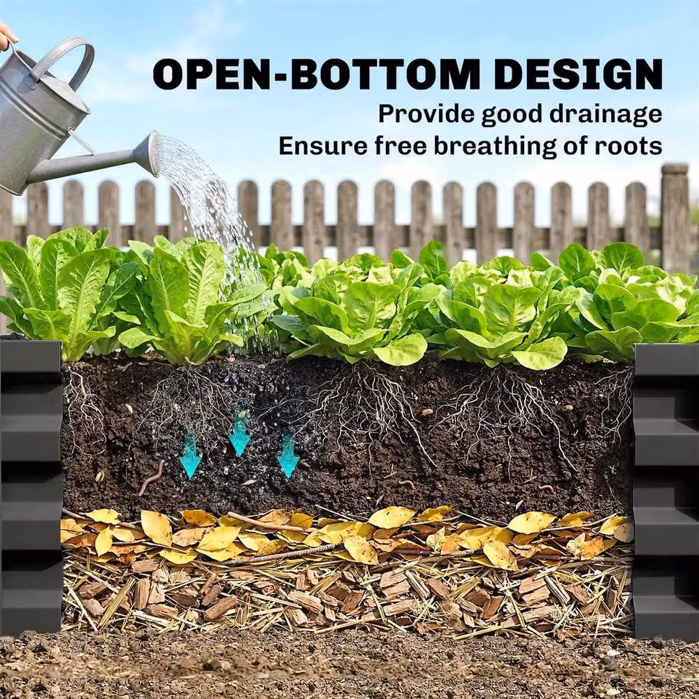 NESTLUNE Set of 2 Galvanised Steel Raised Garden Planter Boxes in Grey – 5