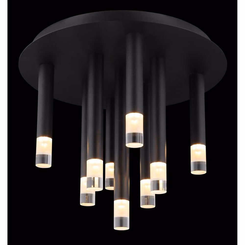 Netlighting Ryan Multi Arm Semi Flush Ceiling Lamp in Matt Black with 9x G9 Bulbs, Height: 29.6 cm – 6