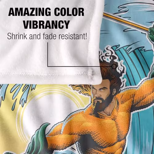 Warner Bros. Aquaman and the Lost Kingdom Waves Silky Touch Super Soft Fleece Throw Blanket, Multicolour, W/D/H: 91 x 147 cm – 3