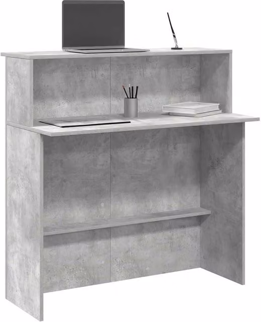 Berkfield Home Reception Desk in Concrete Grey, W/D/H: 100 x 50 x 103.5 cm – 1