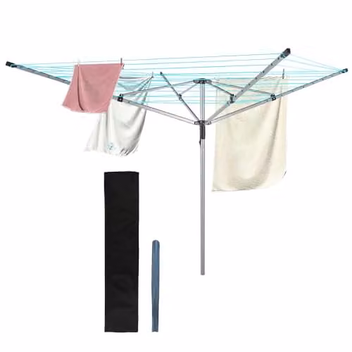 BARGAINS-GALORE 50m Rotary 4 Arm Folding Clothes Airer Garden Laundry Washing Line Dryer in Grey – 1