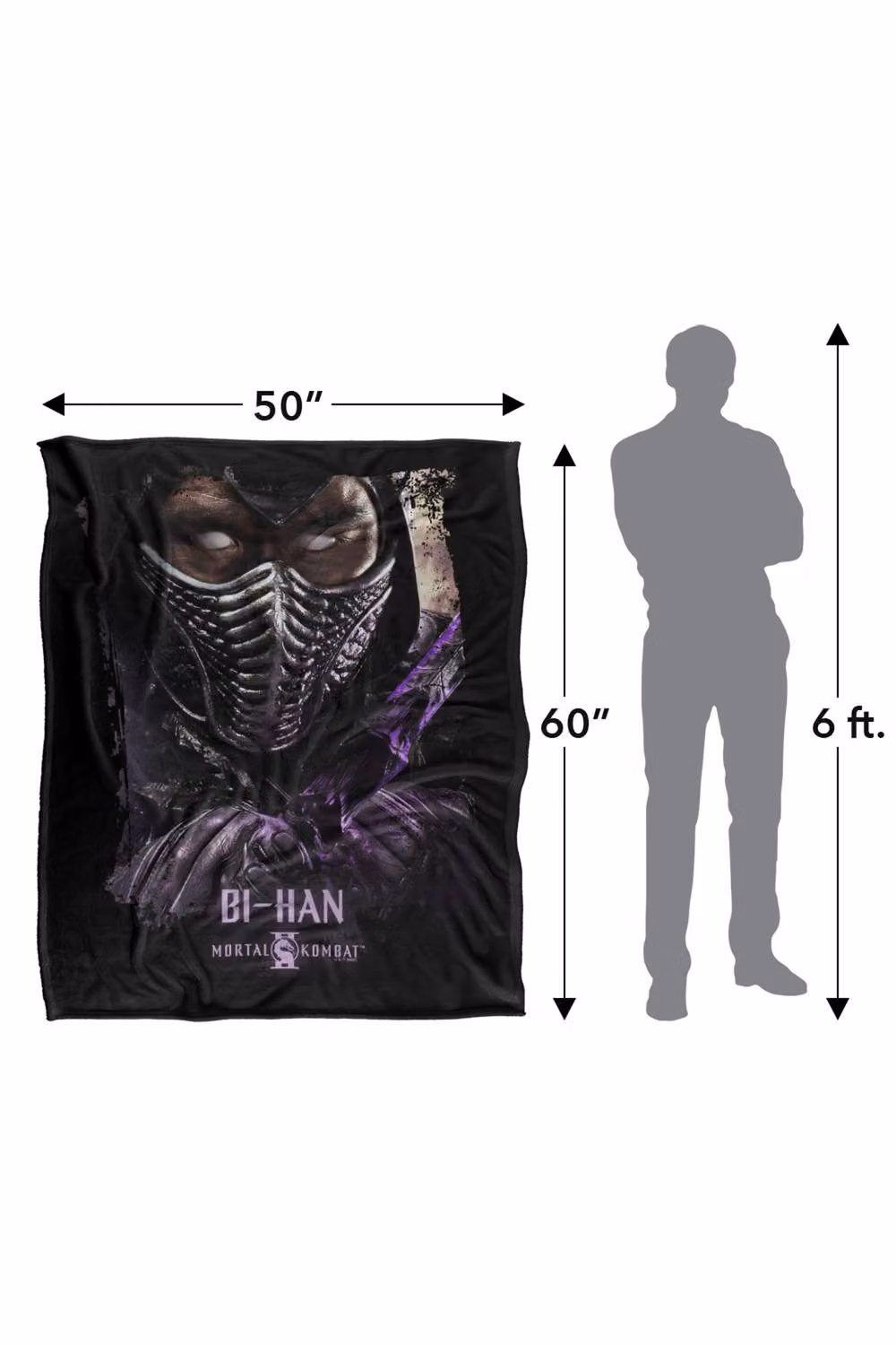 Warner Bros. Mortal Kombat 2 Bihan Portrait Super Soft Fluffy Polyester Throw Blanket, Multicolour, Extra Large – 3