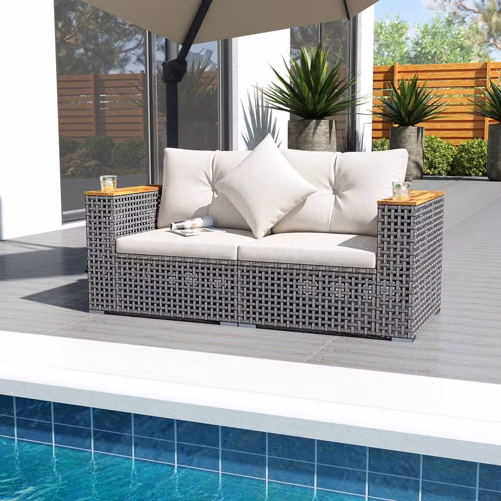 Costway 2-Piece L-Shape Patio Corner Sofa Set with Cushions in White – 9