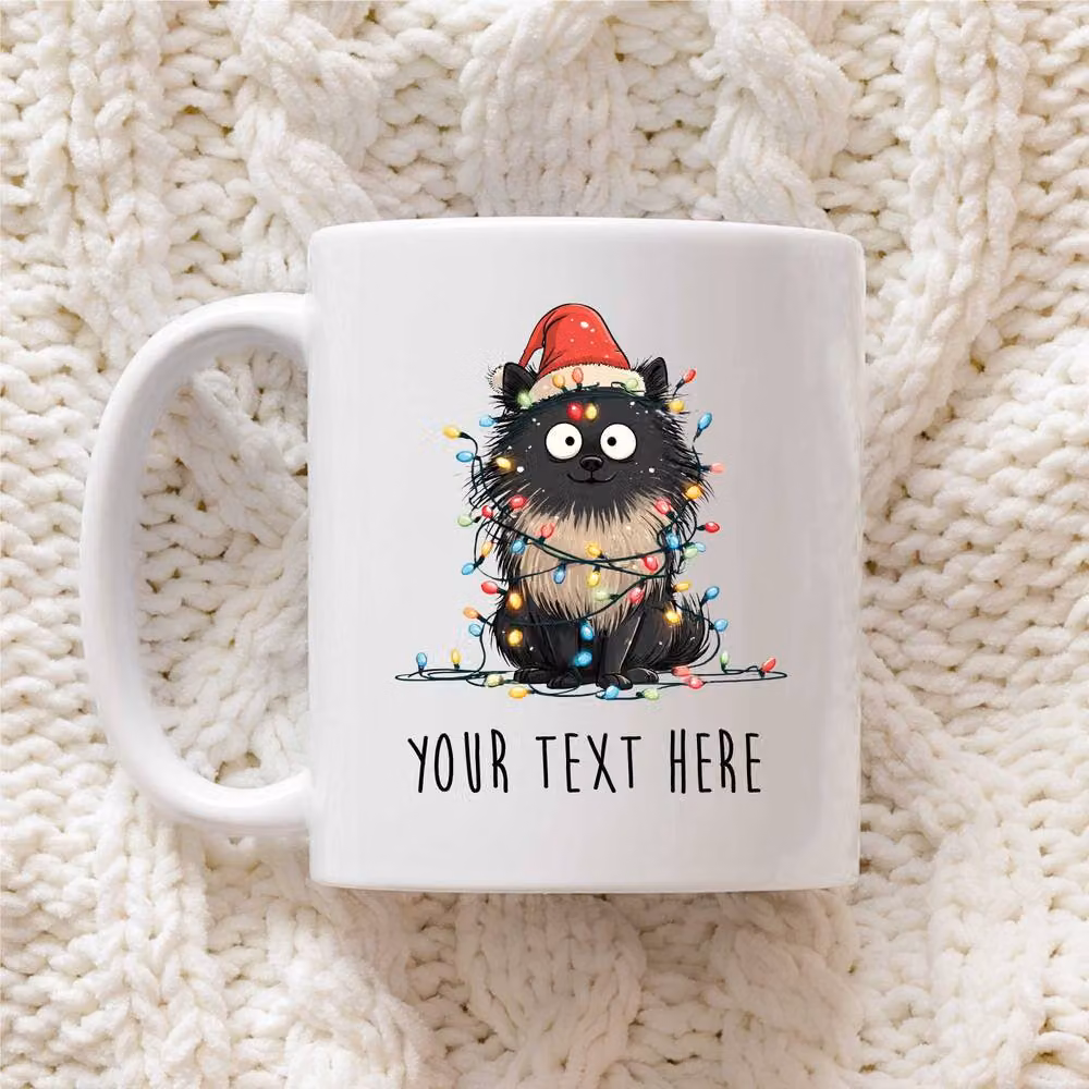 60 SECOND MAKEOVER Personalised Pomeranian Christmas Lights Santa Hat Ceramic Mug in White – 2