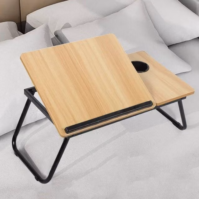 KORVIXA Folding Laptop Table Stand with Tilting Top, Brown, W: 100 cm x D: 25 cm – 1